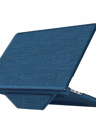 Накладка pc и текстиль amo-tri для macbook pro 14 дюймов 2021 2023 2024 2025 цвет темно-синий