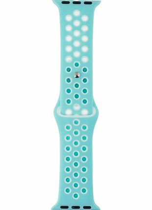 Ремешок для apple watch 40 41 мм силикон turquoise white с защитным бампером для активного использования