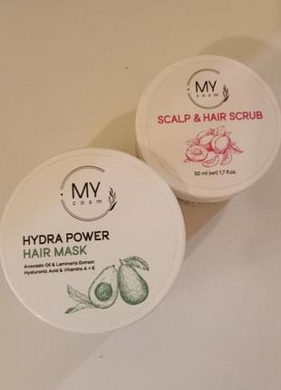 My cosm hydra power hair mask, 100ml + my cosm scalp and hair scrub, 50ml