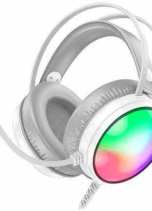 Игровые наушники borofone bo108 flame 50мм usb 3.5мм белый abs пластик для геймеров