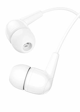 Вакуумные наушники hoco m97 type-c 10мм белые для музыки и звонков из пластика с кабелем 1.2м