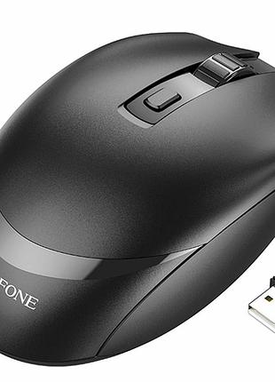 Беспроводная мышь borofone bg7 черная 1600 dpi usb адаптер эргономичная легкая для работы и игр