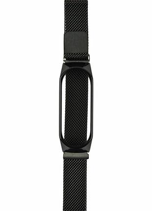 Ремінець milanese loop для xiaomi mi band 3 4 5 6 чорний метал магнітна застібка