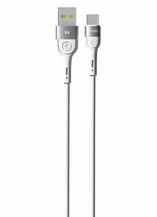 Кабель usb type-c 3a 1.2 м білий алюмінієвий ridea rc-xs51 x-silicone для швидкого заряджання та передавання даних