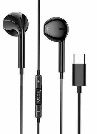 Наушники hoco m101 crystal joy проводные 14мм type-c черные для музыки и звонков