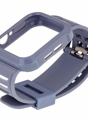 Ремешок для apple watch 44mm силикон light grey с защитным бампером для фиксации часов на запястье