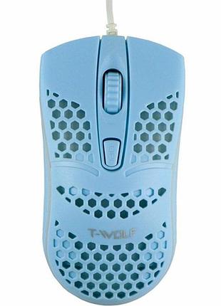 Usb мышь twolf v15 1600 dpi голубая с led подсветкой и симметричной формой для работы и игр