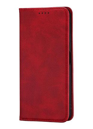 Чохол-книжка шкірозамінник для xiaomi redmi 15c темно-червоний із захистом від пошкоджень