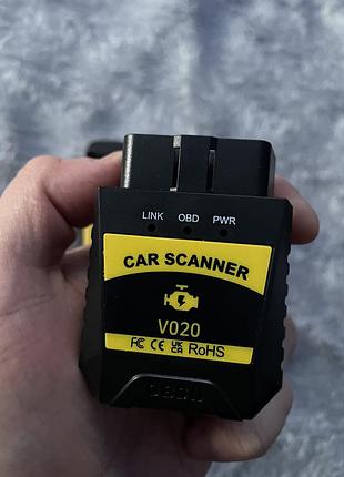 Автосканер v020 obd2 bluetooth діагностичний інструмент для читання/видалення кодів несправностей, інформації про транспортний засіб elm327