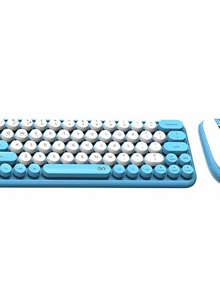Беспроводной набор клавиатура и мышь fantech go wk896 с мембранными клавишами цвет синий abs пластик bluetooth 2.4ghz