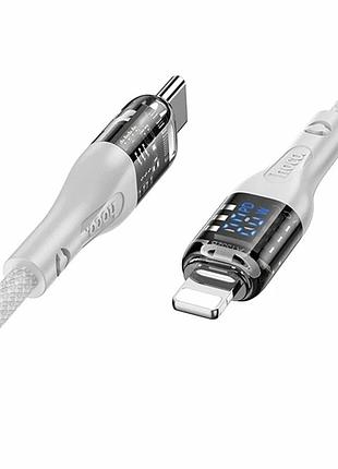 Кабель usb type-c to lightning 20w 1.2 м з дисплеєм сірий hoco u115 transparent