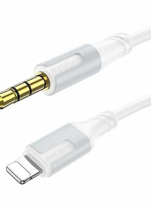 Кабель aux 3.5 мм lightning 1 м tpe білий для під'єднання навушників iphone borofone bl19