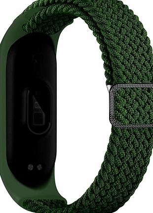 Ремешок для xiaomi mi band 3 4 5 6 7 тканевый эластичный зеленый с регулировкой размера