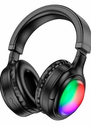 Блютуз стерео гарнитура hoco w48 400mah rgb led черный для музыки и звонков