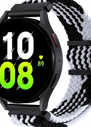 Ремешок универсальный 20mm нейлоновый черный и белый для часов samsung amazfit huawei с магнитной застёжкой