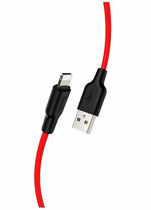 Кабель usb lightning 1 м 2 4 а силіконовий чорно-червоний hoco x21 plus для заряджання та синхронізації