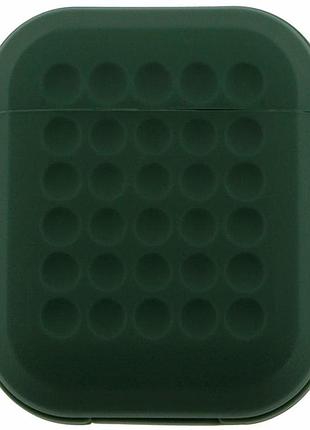 Футляр silicone case с карабином для airpods 1 2 темно-зеленый силикон защитный с амортизацией