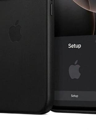 Чехол leather case с magsafe для iphone 17 pro черный с защитой от брызг и кожзамом