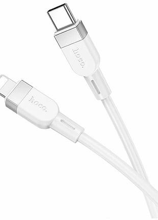Кабель usb type-c to lightning 27w 1м белый силикон hoco x109 для зарядки iphone ipad