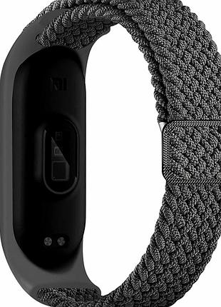 Ремешок для xiaomi mi band 3 4 5 6 7 тканевый серый с эластичной регулировкой