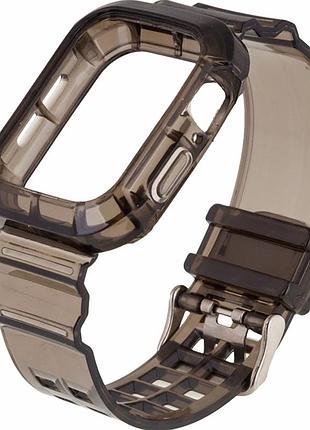 Ремешок для apple watch 40/41 мм серый силиконовый с защитным бампером