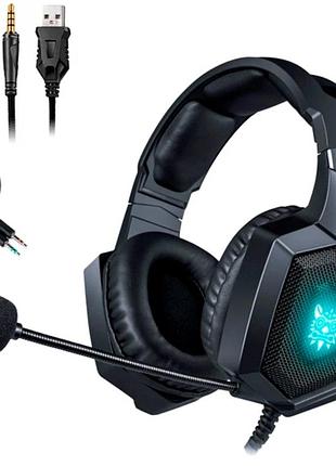 Навушники onikuma k8 black дротові 3.5 мм usb з rgb-підсвіткою для ігор із потужним звуком і мікрофоном