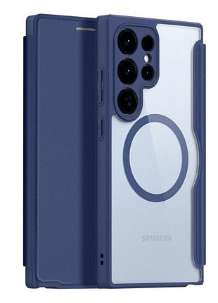 Чехол-книжка dux ducis skin x pro с magsafe для samsung galaxy s24 ultra 5g tpu защита камеры синий
