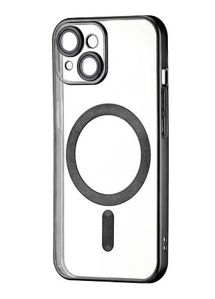 Чехол силиконовый ductil metallic edge с magsafe для iphone 14 защита камеры черный