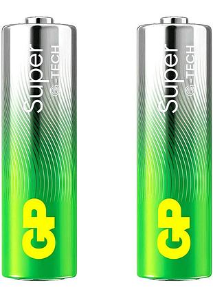 Батарейки gp super alkaline 1.5v aa 2 шт щелочные lr6 для устройств
