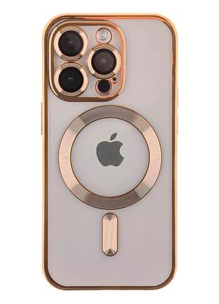Чохол tpu metallic full camera з magsafe для iphone 15 pro max захисний золотий