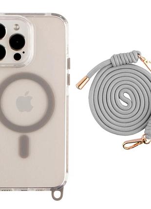 Чехол tpu+pc lanyardcase с magsafe для iphone 13 pro max противоударный серый titanium grey