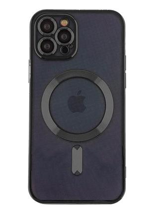 Чехол tpu metallic full camera с magsafe для iphone 12 pro max черный защита камеры противоударный