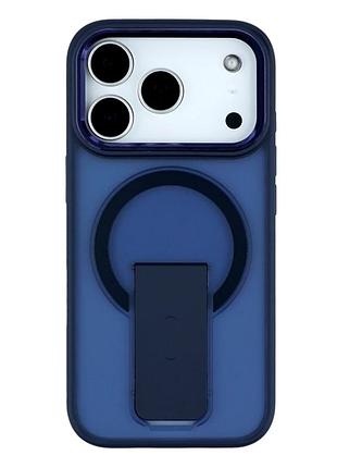 Чехол tpu pc flexguard magnetic ring stand для iphone 17 pro с защитой камеры с magsafe синий