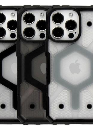 Чехол tpu+pc armorhex magnetic case для iphone 12 pro max прозрачный серый с защитой камеры 2
