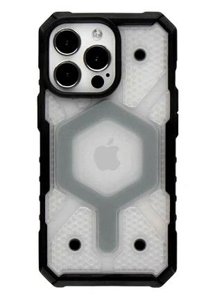 Чехол tpu+pc armorhex magnetic case для iphone 12 pro max прозрачный серый с защитой камеры 4