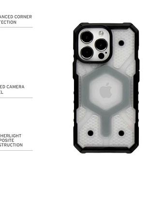 Чехол tpu+pc armorhex magnetic case для iphone 12 pro max прозрачный серый с защитой камеры 8