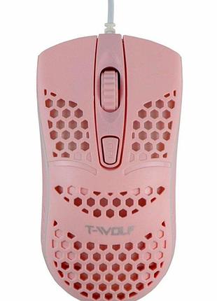 Usb мышь 1600dpi 4 кнопки 1.28м кабель розовая abs twolf v15