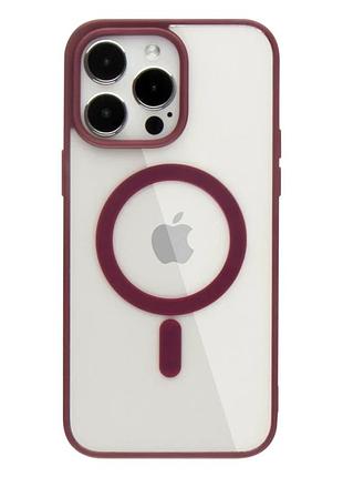 Чехол tpu color с magsafe для iphone 13 pro max бордовый с защитой камеры