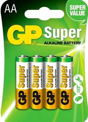 Батарейки gp super alkaline 1.5v aa 4 шт щелочные lr6 для бытовых приборов