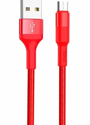 Кабель usb hoco x26 micro 1 м 2.4 а червоний для заряджання та передавання даних пластик метал