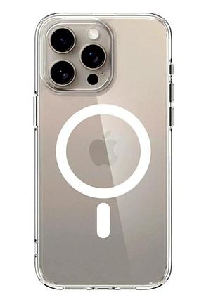 Чохол tpu+pc ultra hybrid з magsafe для iphone 15 pro прозорий із захистом камери