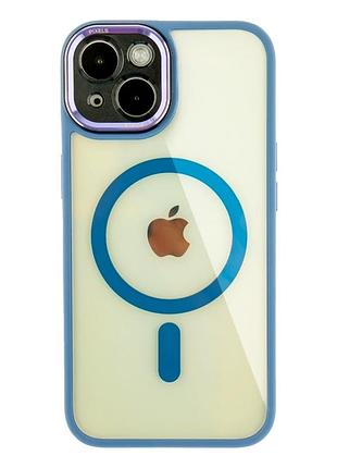 Чехол tpu+pc+metal calais с magsafe для iphone 15 защитный light blue