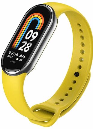 Ремінець силіконовий жовтий для xiaomi mi band 8 9 10 із застібкою pin-and-tuck