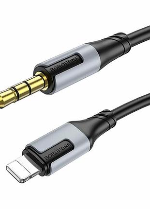 Кабель aux 3.5 мм lightning 1 м чорний tpe для під'єднання навушників і колонок borofone bl19
