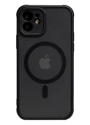 Чехол противоударный tpu pc anti drop для iphone 12 с magsafe защита камеры черный
