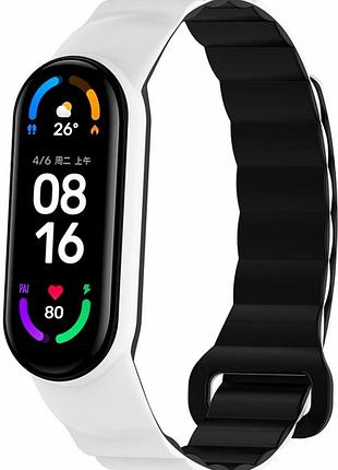Ремешок силиконовый для фитнес-браслета xiaomi mi band 3 4 5 6 7 белый черный