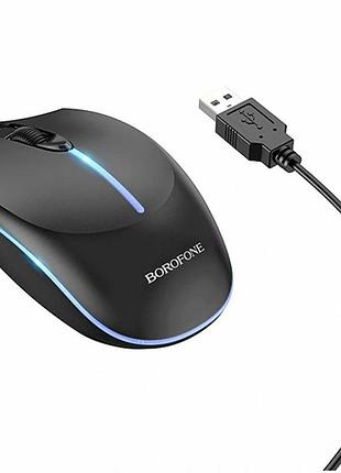 Usb миша borofone bg10 1000dpi 4 кнопки чорний abs для пк і ноутбука