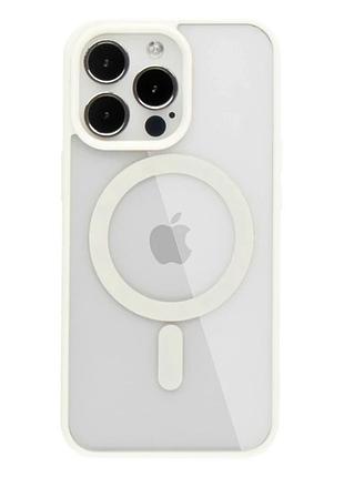 Чехол tpu color с magsafe для iphone 12 pro max белый противоударный с защитой камеры
