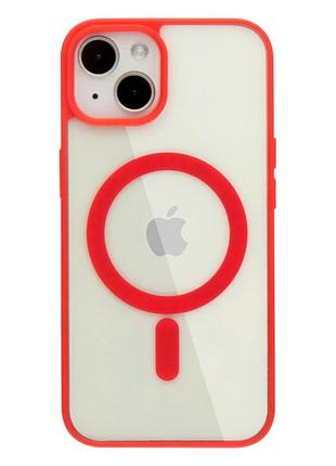 Чехол tpu color с magsafe для iphone 14 защитный красный с усиленными углами
