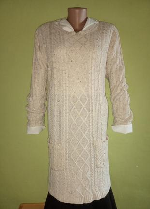 Вязанный свитер- платье  в косы 52,54р